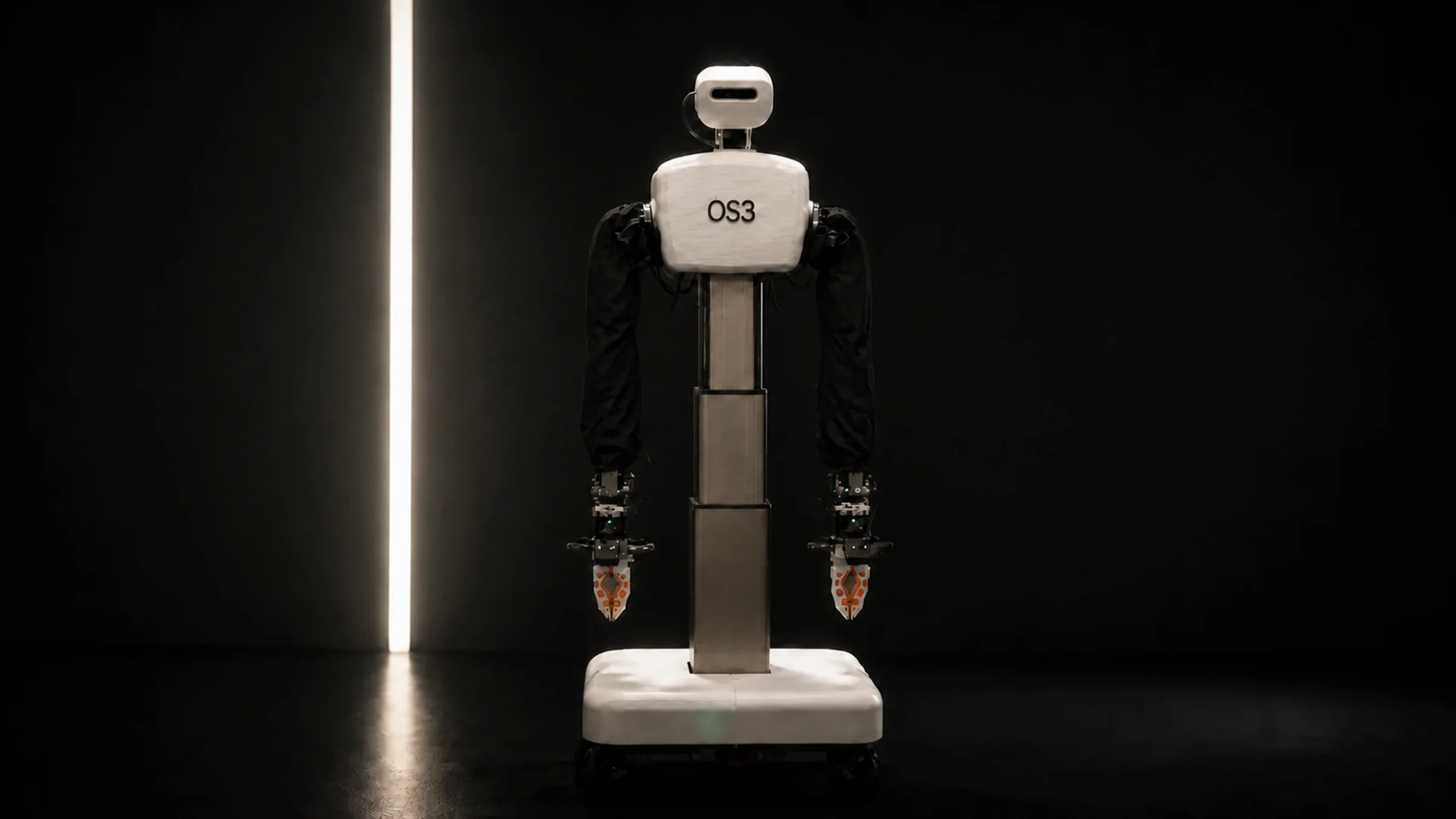 HALE 1.0 standing in a dark studio